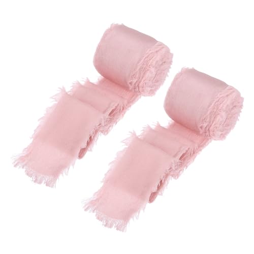 MECCANIXITY 2 Rollen Seidensatinband, 3,8 cm, Chiffonband, Stoffband, handgefertigtes Blumenband für Geschenkverpackungen, Basteln, Blumenstrauß, mattes Rosa von MECCANIXITY