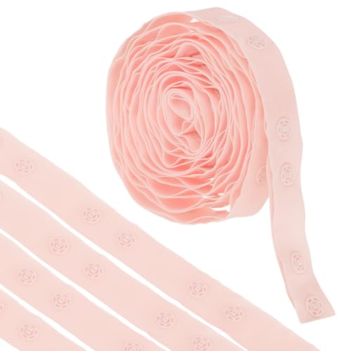 MECCANIXITY 2 Yard Druckknopfband Doppelschnalle zum Nähen, Baumwoll-Druckknopf-Verschluss, Schnallenband für Kleidung, Stoff, DIY, Handwerk, Misty Rose von MECCANIXITY