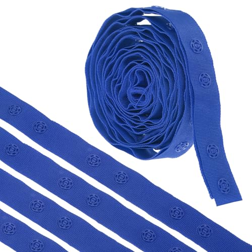 MECCANIXITY 2 Yard Druckknopfband Doppelschnalle zum Nähen, Baumwolle Druckknopf Trim Fastener Schnallen Band für Kleidung Stoff DIY Handwerk, Blau von MECCANIXITY