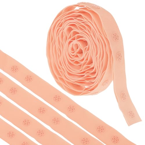 MECCANIXITY 2 Yard Druckknopfband Doppelschnalle zum Nähen, Baumwolle Druckknopf Trim Fastener Schnallen Band für Kleidung Stoff DIY Handwerk, Dusty Pink von MECCANIXITY