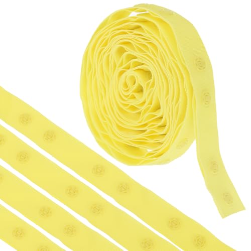 MECCANIXITY 2 Yard Druckknopfband Doppelschnalle zum Nähen, Baumwolle Druckknopf Trim Fastener Schnallen Band für Kleidung Stoff DIY Handwerk, Gelb von MECCANIXITY