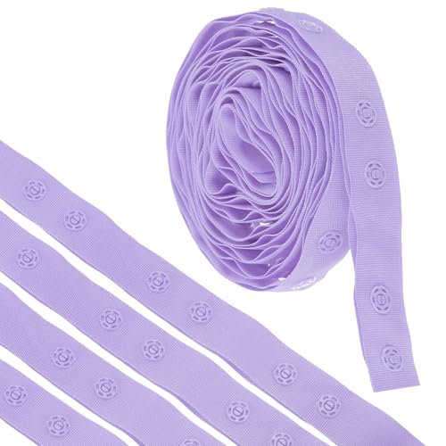 MECCANIXITY 2 Yard Druckknopfband Doppelschnalle zum Nähen, Baumwolle Druckknopf Trim Fastener Schnallen Band für Kleidung Stoff DIY Handwerk, Hellviolett von MECCANIXITY