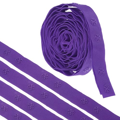 MECCANIXITY 2 Yard Druckknopfband Doppelschnalle zum Nähen, Baumwolle Druckknopf Trim Fastener Schnallen Band für Kleidung Stoff DIY Handwerk, Lila von MECCANIXITY