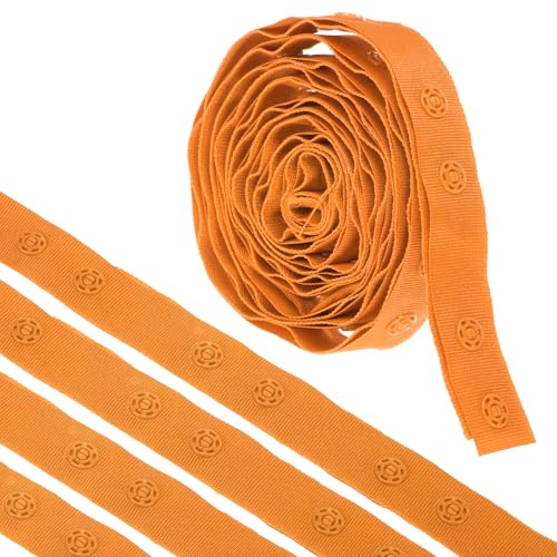 MECCANIXITY 2 Yard Druckknopfband Doppelschnalle zum Nähen, Baumwolle Druckknopf Trim Fastener Schnallen Band für Kleidung Stoff DIY Handwerk, Orange von MECCANIXITY