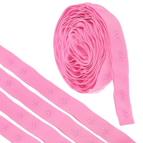 MECCANIXITY 2 Yard Druckknopfband Doppelschnalle zum Nähen, Baumwolle Druckknopf Trim Fastener Schnallen Band für Kleidung Stoff DIY Handwerk, Rosa von MECCANIXITY