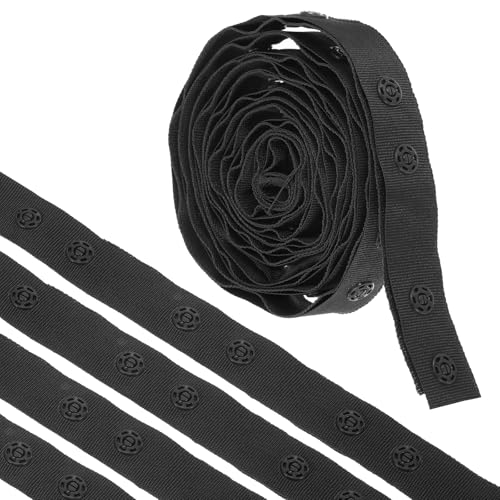 MECCANIXITY 2 Yard Druckknopfband Doppelschnalle zum Nähen, Baumwolle Druckknopf Trim Fastener Schnallen Band für Kleidung Stoff DIY Handwerk, Schwarz von MECCANIXITY