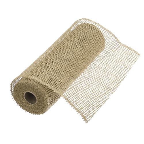 MECCANIXITY 25,4 cm Poly-Sackleinen-Netz für Kranz, dekoratives Netzstoffband, 4,5 m für Herbst, Ostern, Weihnachten, Blumenschleife, dunkles Khaki von MECCANIXITY