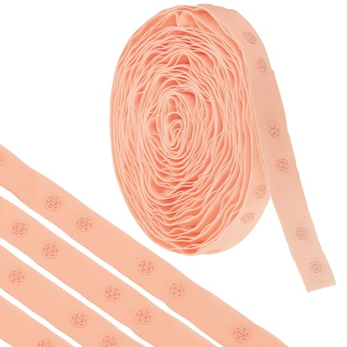 MECCANIXITY 4,5 m Druckknopfband, Doppelschnalle zum Nähen, Baumwoll-Druckknopf-Verschluss, Schnallenband für Kleidung, Stoff, DIY, Handwerk, staubiges Rosa von MECCANIXITY