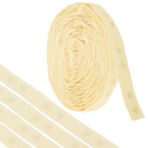 MECCANIXITY 4,5 m Druckknopfband, Doppelschnalle zum Nähen, Baumwollschnalle, Druckknopf-Verschluss, Schnallenband für Kleidung, Stoff, DIY, Handwerk, Beige von MECCANIXITY