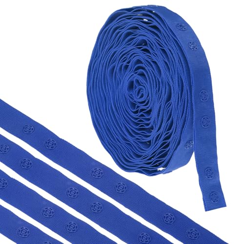 MECCANIXITY 4,5 m Druckknopfband, Doppelschnalle zum Nähen, Baumwollschnalle, Druckknopf-Verschluss, Schnallenband für Kleidung, Stoff, DIY, Handwerk, Blau von MECCANIXITY