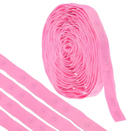 MECCANIXITY 4,5 m Druckknopfband, Doppelschnalle zum Nähen, Baumwollschnalle, Druckknopf-Verschluss, Schnallenband für Kleidung, Stoff, DIY, Handwerk, Rosa von MECCANIXITY