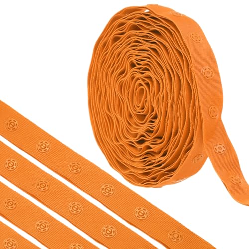 MECCANIXITY 4,5 m langes Druckknopfband zum Nähen, Baumwoll-Druckknopf-Verschluss, Schnallenband für Kleidung, Stoff, DIY, Handwerk, Orange von MECCANIXITY