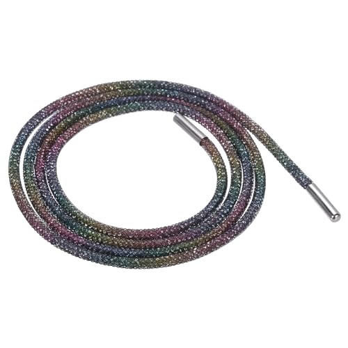 MECCANIXITY 4 mm x 120 cm Strass-Schlauch-Seil mit glitzernden Kristallen, Stras-Seil für selbstgemachte Pullover, Jogginghosen, Dekoration, schwarzes Netz, Regenbogen-Diamanten von MECCANIXITY