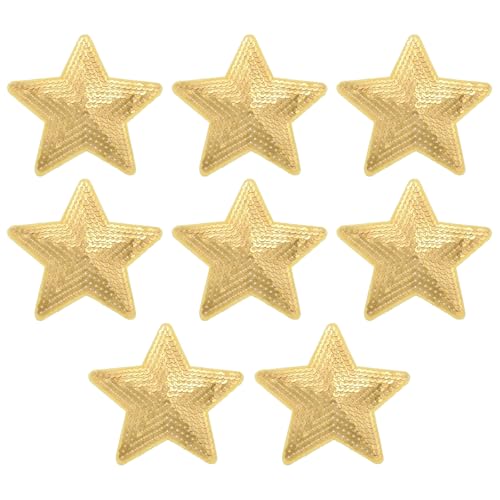 MECCANIXITY 8 Stück Bügelbilder Stern Pailletten Bügelapplikation bestickte Aufnäher Gold Bling Applikationen für Kleidung DIY Handwerk Tasche Hosen von MECCANIXITY