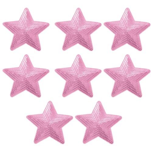 MECCANIXITY 8 Stück Bügelbilder Stern Pailletten Bügelapplikation bestickte Patches rosa Bling Applikationen für Kleidung DIY Handwerk Tasche Hosen Leinwand Schuhe von MECCANIXITY