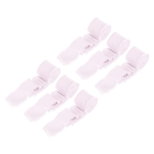 MECCANIXITY Chiffonband, 3,8 x 2,7 m, Seidenband, rosa Tüll-Satin-Stoffband für Geschenkverpackungen, Einladungen, Brautsträuße, 6 Stück von MECCANIXITY