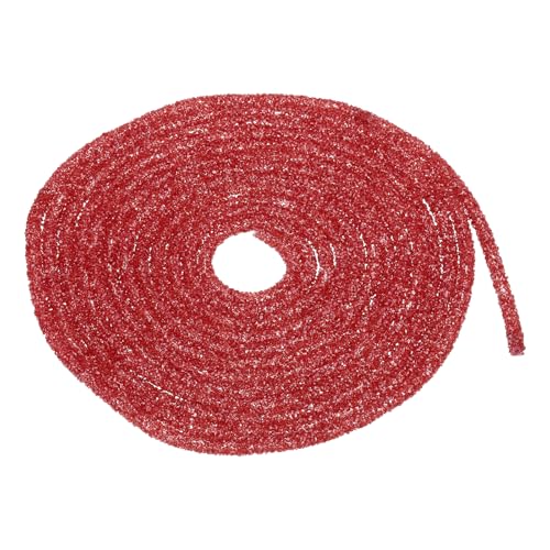 MECCANIXITY Glitzer-Pailletten-Seil, Pailletten, Strass, Röhrenkordel für selbstgemachte Hochzeitskleider, Kostüm, Kleidung, Schuhe, Schmuck, Zubehör, 4,57 m, Transparent, Rot von MECCANIXITY