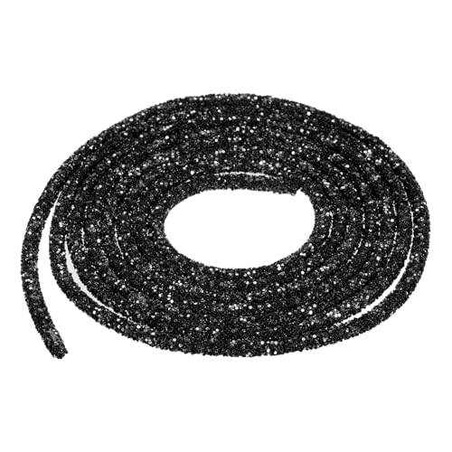 MECCANIXITY Glitzer-Pailletten-Seil, Pailletten, Strass, Schlauchschnur für selbstgemachte Hochzeitskleider, Kostüme, Schuhe, Schmuck, Zubehör, Schwarz, 7 mm, 2,5 m von MECCANIXITY