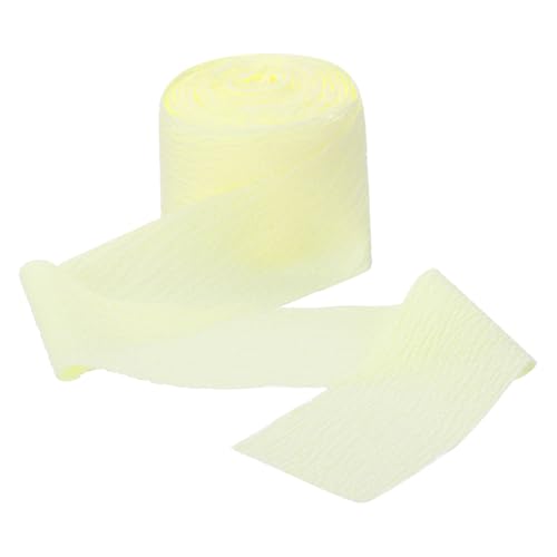 MECCANIXITY Hellgelbes Knister-Chiffon, 3,8 cm, handgefertigter Tüllstoff, Seidenband, Stoff, breit, für Blumenstrauß, Geschenkverpackung, Basteln, Hochzeit von MECCANIXITY