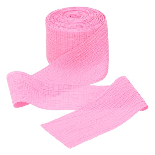 MECCANIXITY Knitter-Chiffonband, 3,8 cm, handgefertigt, Tüllstoff, Seidenband, breit, für Blumenstrauß, Geschenkverpackung, Basteln, Hochzeit, Hot Pink von MECCANIXITY