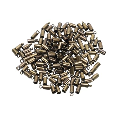 MECCANIXITY Kumihimo Endkappen für Kordeln, 9 mm, Endkappen, 3,5 mm Durchmesser, Messing, für Lederschnur, Quasten, Schmuckherstellung, Bronze, 150 Stück von MECCANIXITY