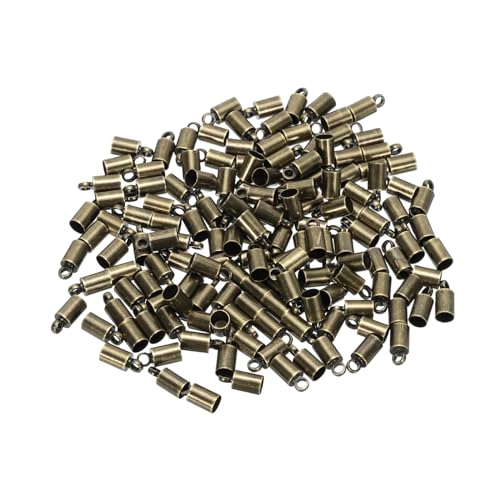 MECCANIXITY Kumihimo Endkappen für Kordeln, 9 mm, Endkappen, 4 mm Durchmesser, Messing, für Lederschnur, Quasten, Schmuckherstellung, Bronze, 150 Stück von MECCANIXITY