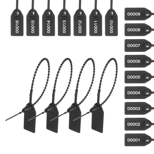 MECCANIXITY Kunststoff-Manipulationssiegel, nummerierte Einweg-Kabelbinder, Etiketten, 24,8 cm, selbstschließende Sicherheitsetiketten, Sicherheitszugband für LKW, Anhänger, Gepäck, Schwarz, 1000 von MECCANIXITY