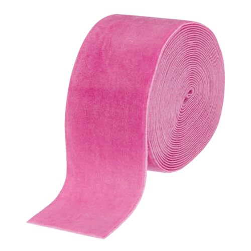 MECCANIXITY Samtband, 5,1 cm x 4,5 m, einseitige Spule, seidiger Samtstoff für Blumensträuße, Basteln, Geschenkverpackung, Hochzeit, Party, Rosa von MECCANIXITY