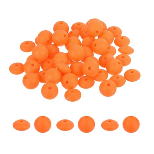 MECCANIXITY Silikonperlen, runde und Linsenperlen, 12 mm, Silikon-Fokalperlen für Schlüsselanhänger, Stifte, DIY, Halsketten, Armbänder, Orange, 80 Stück von MECCANIXITY