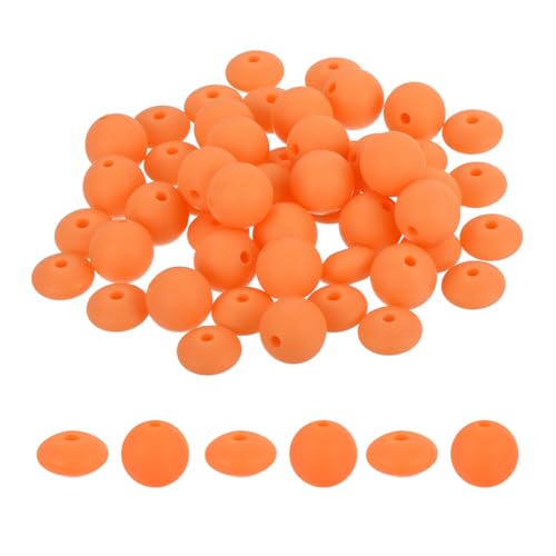 MECCANIXITY Silikonperlen, runde und linsenförmige Silikonperlen, 12 mm, für Schlüsselanhänger, Stifte, DIY, Halsketten, Armbänder, 50 Stück, Orange-Rot von MECCANIXITY