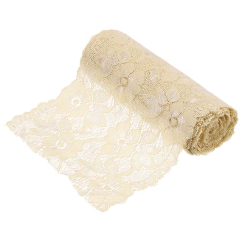 MECCANIXITY Spitzenband mit Blumenmuster, 16,3 cm breit, 4,5 m, Beige für Bastelarbeiten, Geschenkverpackungen, Blumensträuße, Hochzeitsdekoration und Näharbeiten von MECCANIXITY