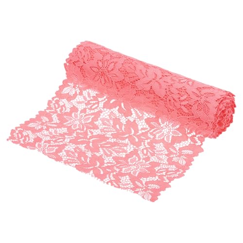 MECCANIXITY Spitzenband mit Blumenmuster, 21,6 cm breit, 4,5 m, Wassermelonenrot, Spitzenborte aus Spandex und Nylon, Spitzenborte zum Nähen, Basteln, Geschenkverpackungen, Hochzeitsdekoration von MECCANIXITY