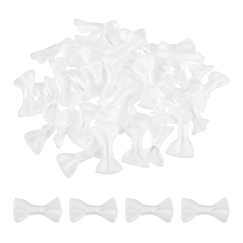 MECCANIXITY Weiße Fliegen, 3 x 1,5 cm, Mini-Schleifen zum Basteln, kleine Satin-Schleifen, Großpackung für DIY, Nähen, Scrapbooking, Hochzeitsgeschenk, Heimdekoration, 50 Stück von MECCANIXITY