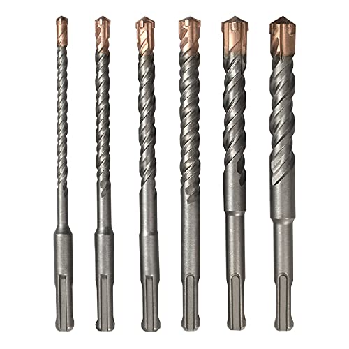 Meccion SDS Plus Hammerbohrer Professionell Betonbohrer mit 4 Hartmetall Schneiden, Ideal zum Bohren in Stein, Beton, Naturstein, Ziegelmauer (6PCS SET （160mm）) von Meccion