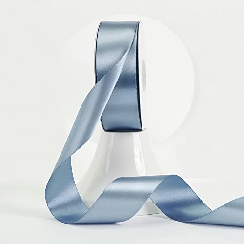 MEEDEE Dusty Blue Satinband 3,8 cm Dusty Blue Ribbon Lux Satin Doppelseitiges Band von 45,7 m Seidenband Satinband für Geschenkverpackungen, Satin-Hochzeiten, Blumenstrauß, Urlaubsdekoration von MEEDEE