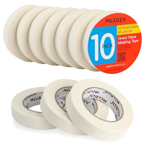 MEEDEN 10er-Pack Künstlerband 1,0"mit insgesamt 1804,5ft (550 m) Künstlerband weiß säurefrei, leicht abzuziehen, ideal zum Malen, Zeichnen, Leinwand, Papier, Aquarell, Öl, Acryl von MEEDEN