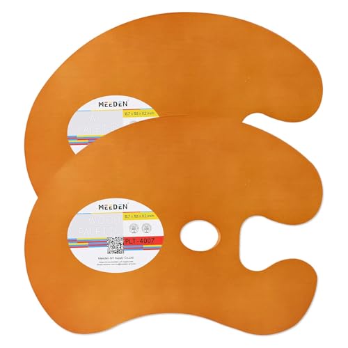 MEEDEN 2 Pack Holz Palette Öl beendet, Acrylfarbe Palette 30x40 cm, Ölfarbe Palette, Malerei Palette, Kunst Palette, Künstler Palette mit Ergonomische große Daumenloch, Oval Form von MEEDEN