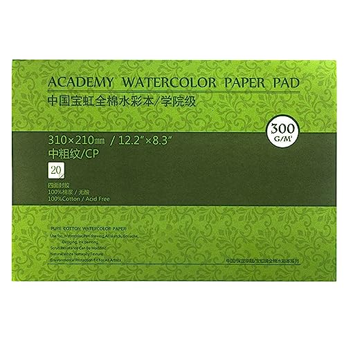 MEEDEN Aquarellpapier: 20 Blatt 300g/m² Mittel (Halbrau) Baumwolle Säurefrei Aquarellblock Malblock DIN Acrylpapier für Aquarell Gouache Ölmalerei, Geschenke für Künstler Kinder, 9×12" von MEEDEN