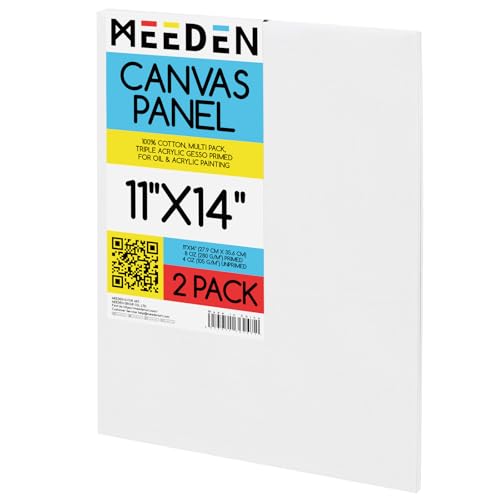 MEEDEN 2er-Pack Leinwände aus 100 % Baumwolle zum Bemalen – 27,9 x 35,6 cm leere Leinwandpaneele für Öl- und Acrylmalerei, fertig zum Bemalen, Kunstbedarf für professionelle Künstler, Studenten von MEEDEN