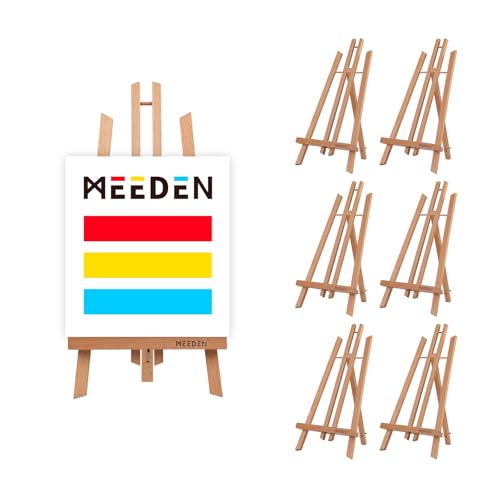 MEEDEN 6 Stück Tischstaffelei Holz, 50 cm Display Staffeleien, Kinder Staffelei Tisch, Bild Ständer Massives Buchenholz, Klappbar und Platzsparend, Hält Leinwände bis zu 45 cm von MEEDEN