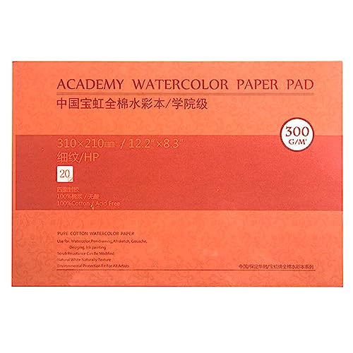 MEEDEN Aquarellpapier: 300g/m² Glatt (Fein) Baumwolle Säurefrei Aquarellblock Malblock DIN 20 Blatt Acrylpapier Zeichenpapier für Aquarell Gouache Ölmalerei, Geschenke für Künstler Kinder, 9×12" von MEEDEN