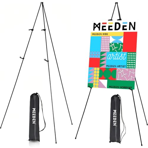 MEEDEN 2 Pcs Staffelei Stand für Malerei und Display: 63“ Kunst Metall Staffelei Zeichen Stand mit Tasche - Portable faltbare Instant Stativ Display Staffelei für Hochzeit, Malerei Leinwand, Plakate von MEEDEN