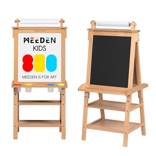 MEEDEN Staffelei für Kinder, Kunst-Staffelei, Kinder-Staffelei, Kleinkind-Staffelei, Kinder-Kunst-Staffelei aus massivem Kiefernholz, Kleinkind-Zeichenbrett – Natur von MEEDEN