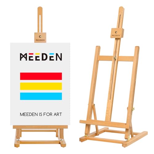 MEEDEN Tischplatte H-Frame Studio Staffelei, Einstellbare Tischplatte Hölzerne Malerei Staffelei, Tragbare Kunst Handwerk Desktop Display Staffelei Stand für Künstler, Anfänger, hält Max Leinwand 25" von MEEDEN