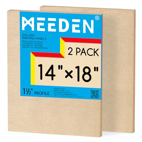 MEEDEN Unlackierte Holz-Leinwandtafel: 3,8 cm tief, 35,6 x 45,7 cm, Holz-Leinwand, 2 Stück – Blanko-Holz-Kunsttafel zum Malen MEEDEN Unlackierte Holz-Leinwandtafel: 3,8 cm tief, 35,6 x 45,7 cm, Holz-Leinwand, 2 Stück – Blanko-Holz-Kunsttafel zum Malen von MEEDEN