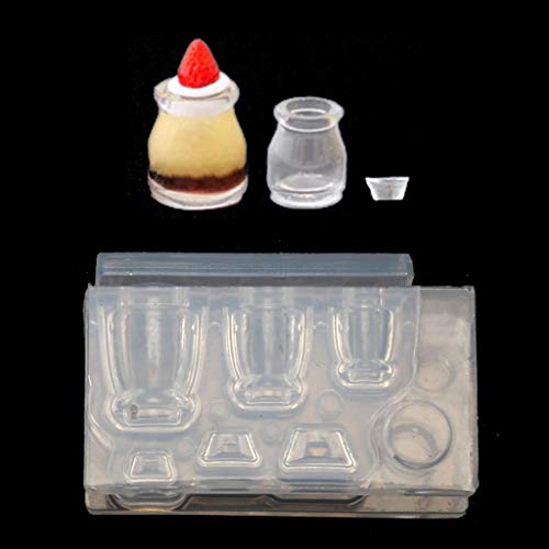 MEELYHOME Kleine 3D-Glasflasche, Harzform, Getränkeflasche, Glas, Kelch, Tasse, simulierte Lebensmittel, Kuchen, Tasse, Silikonharz, Bastelwerkzeug von MEELYHOME