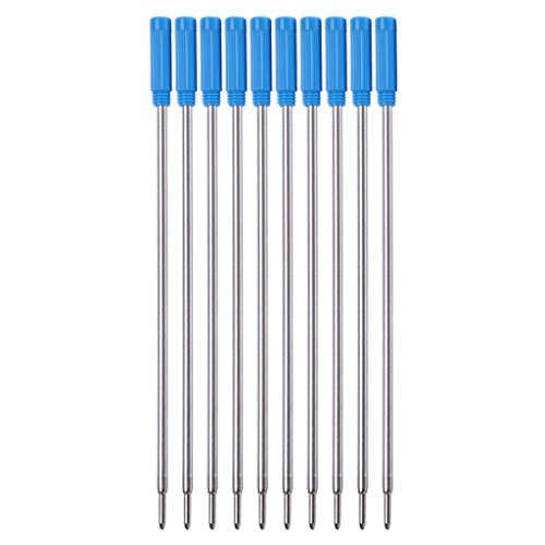 MEELYHOME Kugelschreiberminen, 10 Stück, Schwarz/Blau, Minenlänge 11,4 cm, 0,5 mm, mittlere Spitze, für die meisten Metall-Kugelschreiber, Bürogebrauch von MEELYHOME