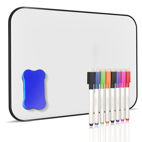 MEETOZ Whiteboard, trocken abwischbar, A4, doppelseitig, magnetisch, mit 8 trocken abwischbaren Stiften und 1 Radiergummi, Lapboard für Zuhause, Büro, Schule (30 x 21 cm) von MEETOZ