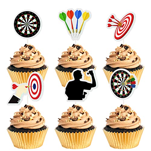 18 Stück Darts Cupcake Toppers Darts Liebhaber Geburtstag Dekorationen Target Dart War Party Kuchen Picks Geburtstag Party Dekorationen für Mann von MEFENG