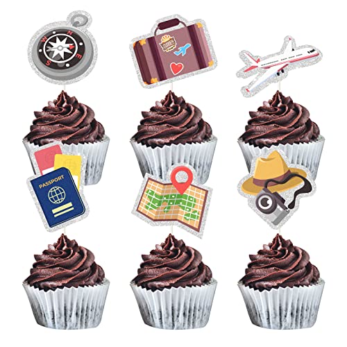 MEFENG Cupcake-Topper mit Reisemotiv – Bon Voyage – Going Away – Ruhestand – Babyparty – Umzugsparty – Abenteuer Reise Party Dekorationen Zubehör von MEFENG